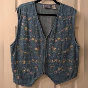 Northcrest Blue Floral Embroidered Vest